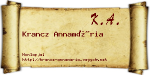 Krancz Annamária névjegykártya